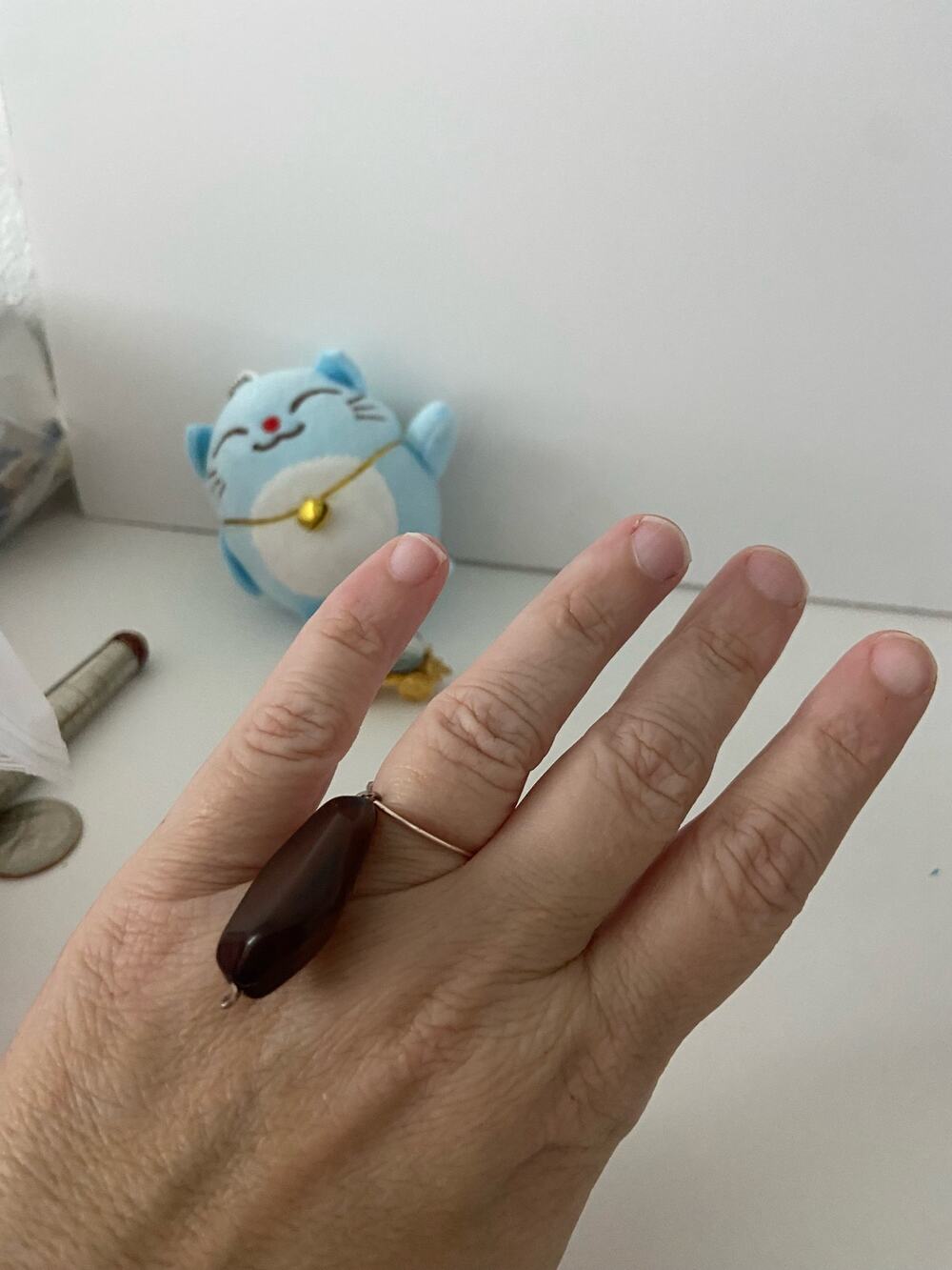 Deep brown bead wire ring size 7.5